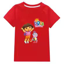 Dora Bambini Abbigliamento Cotone Bambine Manica Corta Capispalla Estivi Bambini T-shirt Carina Bambini Top Casuali