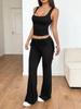 2025 Spring/Autumn Y2K Solid Color Lace-up Two-Piece Set: Micro-flare Casual Pants Suit for a Slim Commuting Style