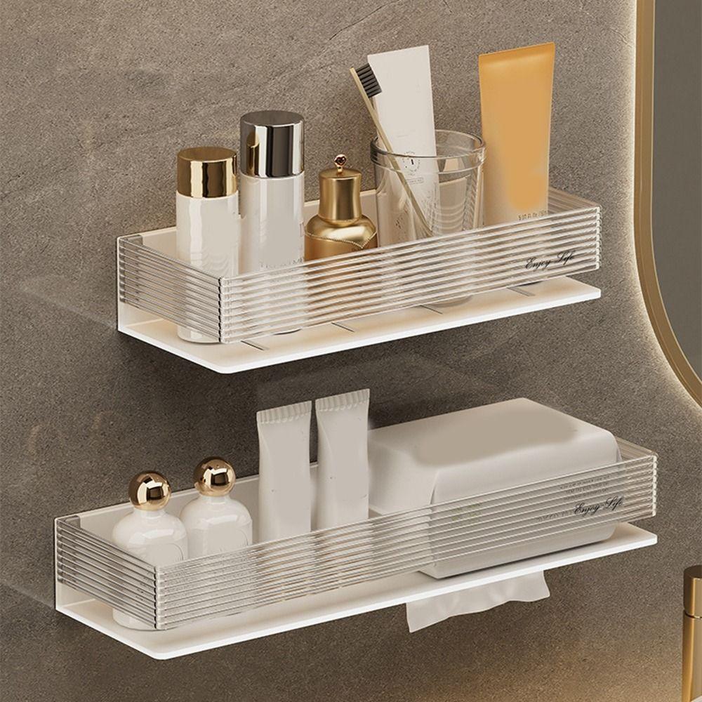 Wall Mounted Bathroom Storage Shelf Plastic Shampoo Storage Rack Wall Hanging Storage Rack  Kitchen
