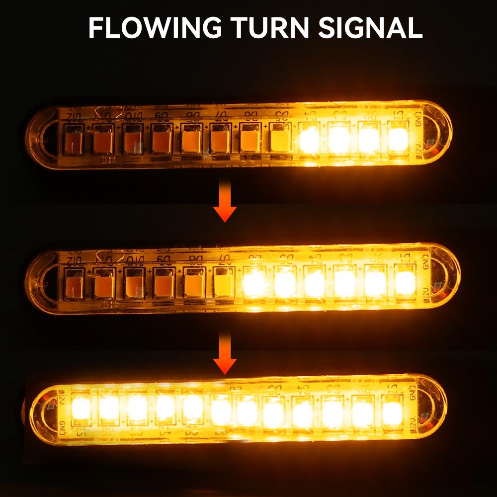 2/4pcs Motorcycle Flashing Lights Turn Sequential Signals LED Blinker Flowing Water Bendable Tail Stop Indicators Turn Signal