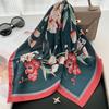 Chinese Style Light and Mature Elegant Printed Silk Scarf Women's Spring and Autumn New Imitation Silk Versatile Flower Square Scarf for Elders Gifts