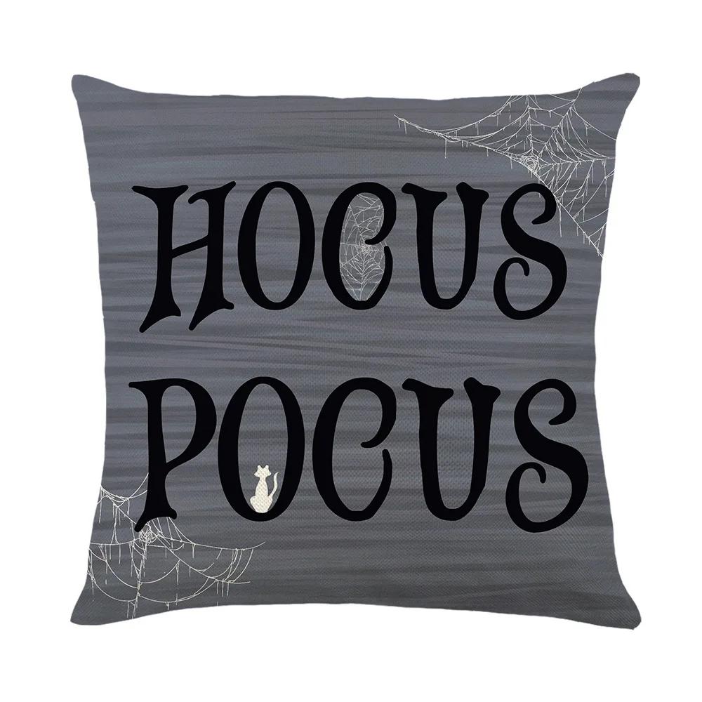 Happy Halloween Home Sofa Decoration Pillows Cushion Cover 18x18 Inches Linen Pillow Cover Halloween Pillowcase Festive Supplies