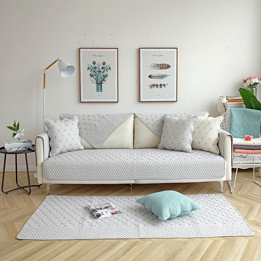 

Универсальная хлопковая ткань для диванных подушек Four Seasons, современная простая двухсторонняя диванная подушка из чистого хлопка с вышивкой, зимние чехлы для диванов 70*70