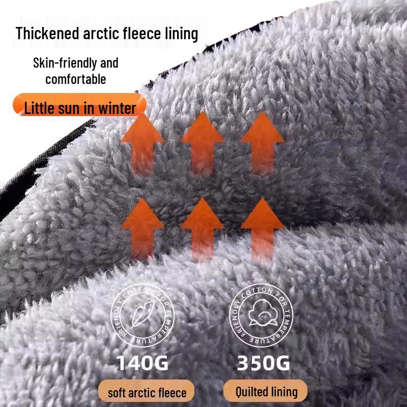 Split Type Winter Fleece Lined Waterproof Windshield Cover with PU Leather Leg Protector and Extra Thick Windproof Design