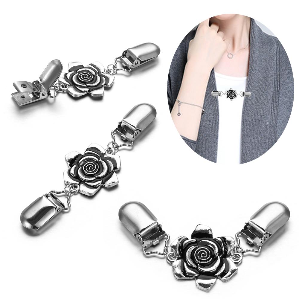 Flower Pattern Suspenders Decoration Shawl Brooch Sweater Clips Duck Clip Clasps Cardigan Clip