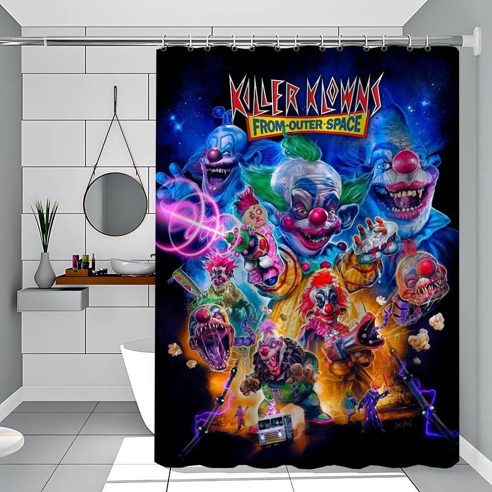 K-Killer Klowns From Outer Space Shower Curtain With Waterproof And Mold Resistant Shower Curtain Polyester Durable Bathroom