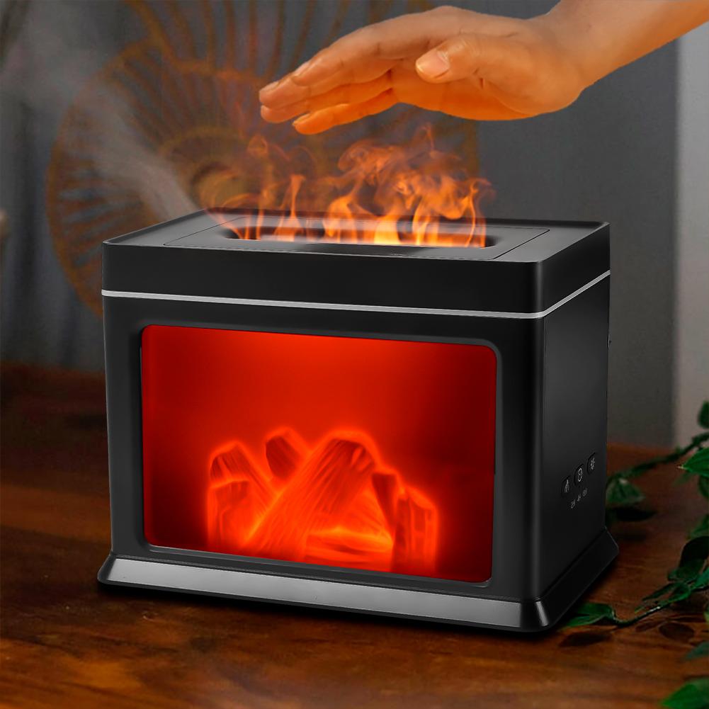 Flame Essential Oil Diffuser Fireplace Flame Diffuser 300ml Aromatherapy Diffuser Low Noise Cool Mist Diffuser for Home Office