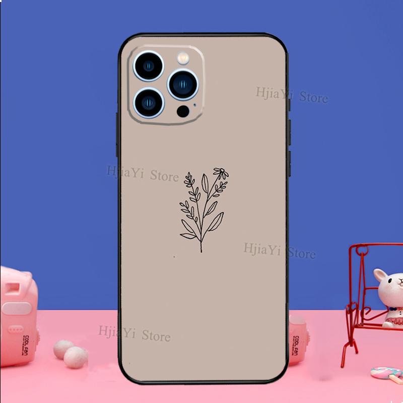 Minimalist Aesthetic Flower Case For iPhone 16 15 13 11 12 14 Pro Max XS XR X Plus 13 mini Soft Cover Fundas Capa Shell