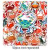 50 Crab Doodle Stickers Personalized Cartoon Marine Life Decorative Water Cup Mobile Phone Case Suitcase Stickers