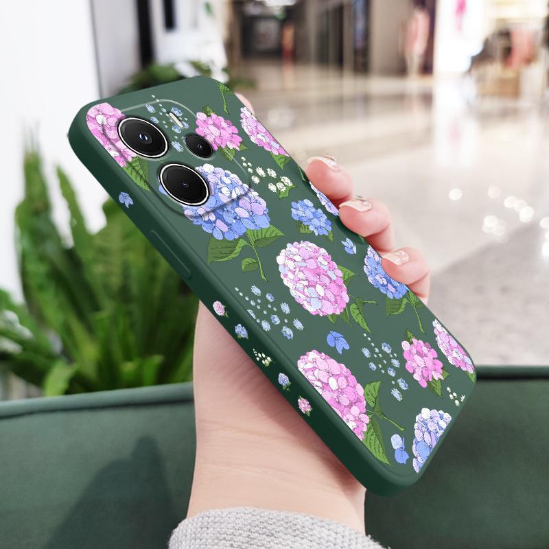 Beautiful Hydrangeas Phone Case For Xiaomi Redmi Note 14 13 12 12S 11 11S 10 10S 9 9S 15 14C Pro Plus 4G 5G Liquid Silicone Cove