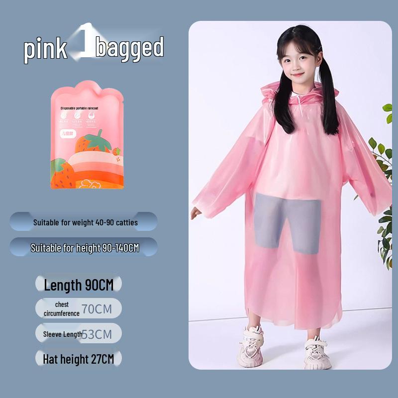 Children's Disposable Extended One-Piece EVA Raincoat with Backpack Cape