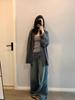 Women's Designer Mid-Length Wool Cardigan with Double Zipper and Stand Collar - Perfect Loose Sweater for Autumn and Winter.