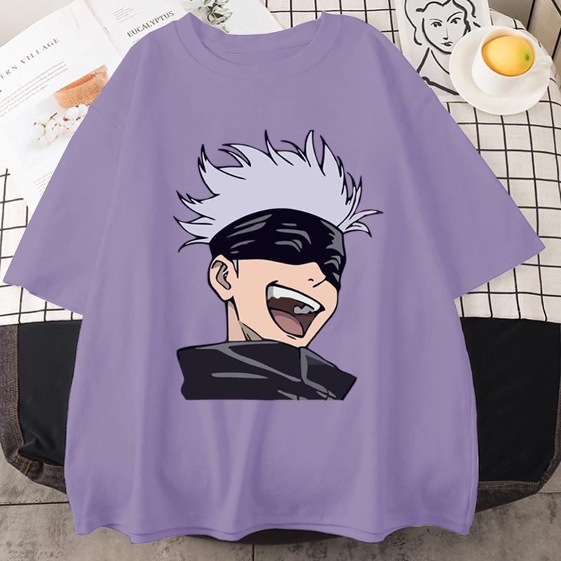 Anime T Shirt Funny Satoru Gojo Graphic Printed Short Sleeve Unisex Casual Personality Round Neck Loose Tees
