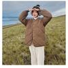 Spring and Autumn new down cotton-padded clothes women's short light and thin collarless rhombus plaid cotton-padded jacket casual trendy jacket