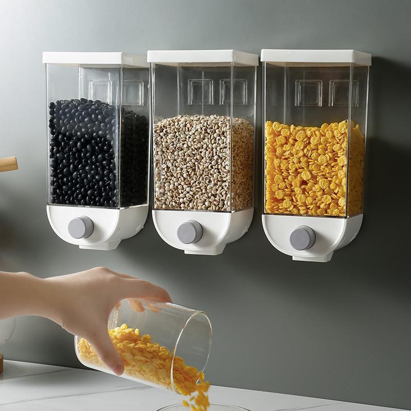 Wall-Mounted 5-Grain Sealed Jar: Moisture-Proof, No-Punch, Food-Grade Storage Box