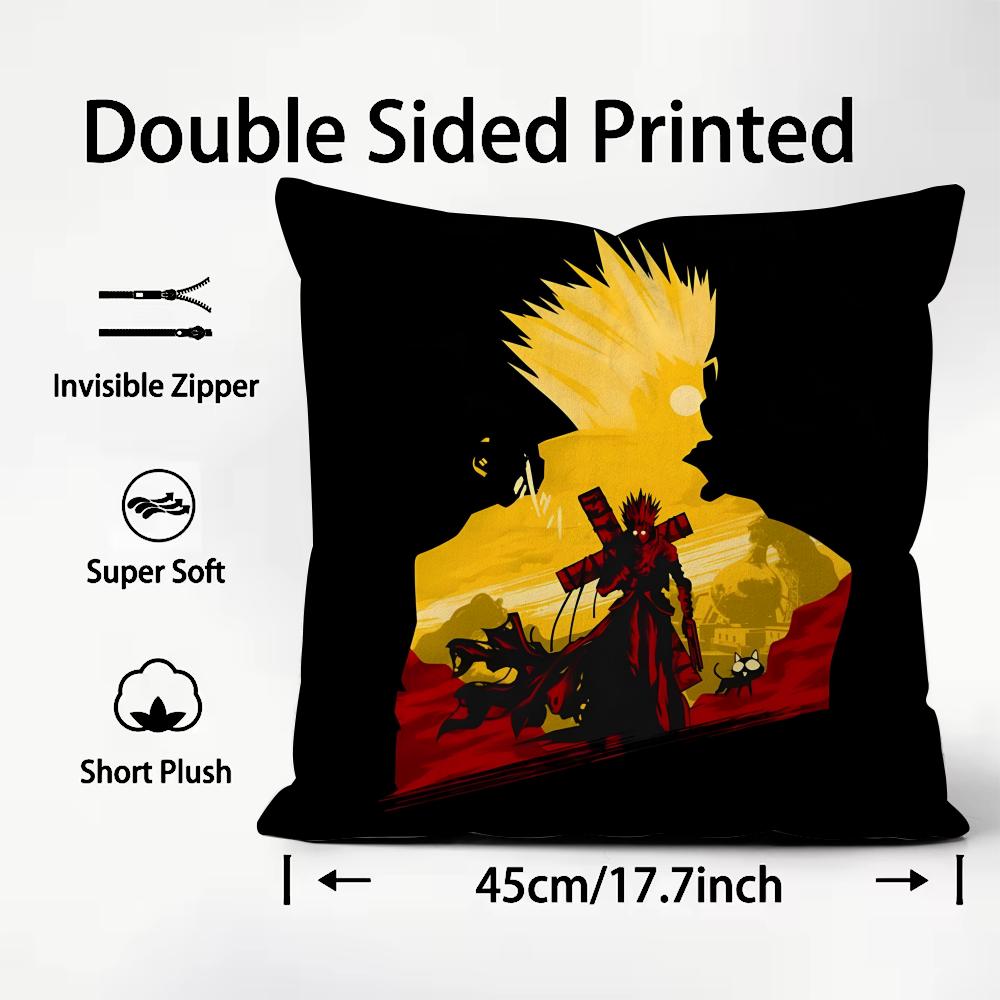 

TTrigun Anime Cushion Cover Plush Fabric Soft DoubleSided Printed Sofa Warm Winter Home Child Gift Pillow Case 30x30cm