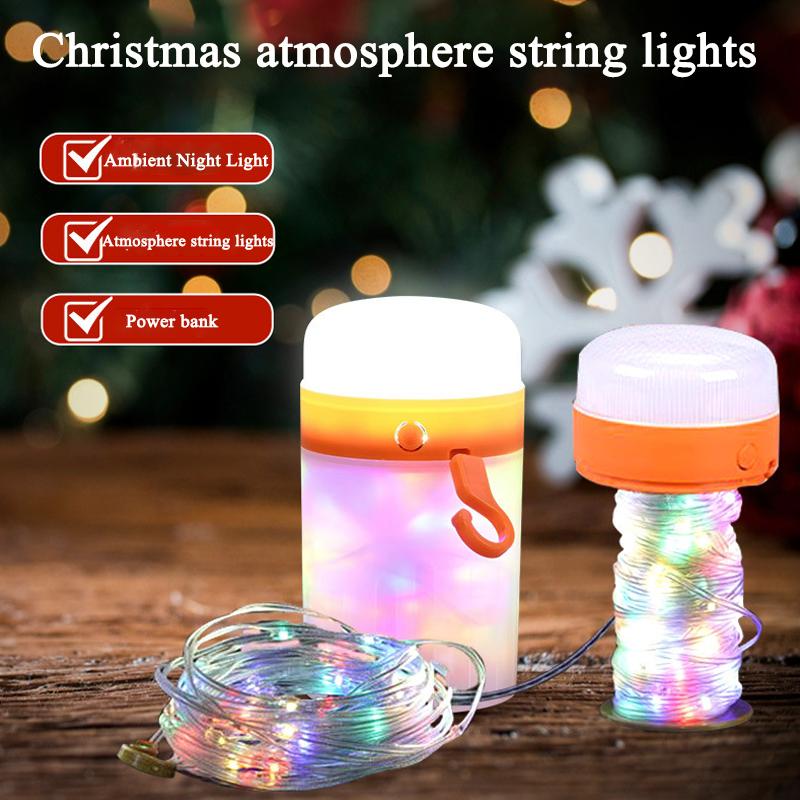 1PC Night Light String Light Power Bank Three in One Camping Tape Measure Light Camping Atmosphere Light Waterproof Portable