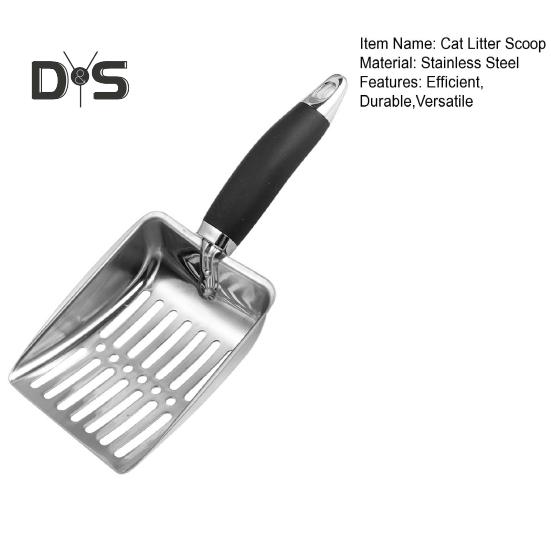 Stainless Steel Cat Litter Scoop Poop Sifting Scooper with Non Slip Handle Litter Cleaner Beach Shovel for Cat Litter Box