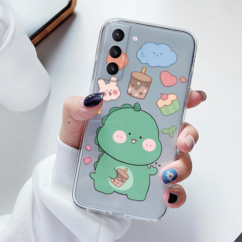 Transparent Case For Samsung Galaxy S23 S 23 Ultra S23 Plus Cover Cartoon Flowers Soft TPU Shockproof Funda For Samsung S24+ Bag