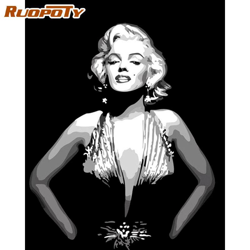 RUOPOTY Modern Lady Painting By Numbers Handmade Home Decoration Figure Picture Canvas Painting For Home Decor 40x50CM