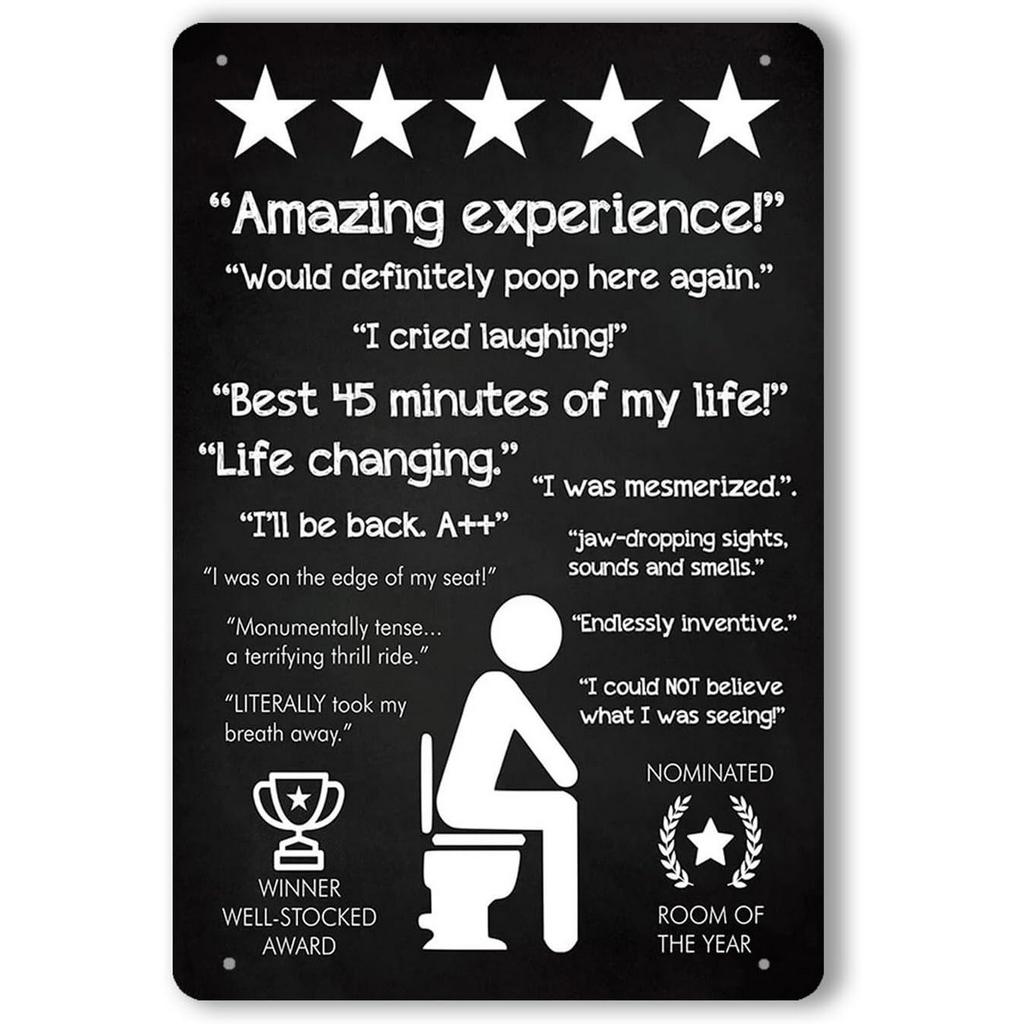 HD Tin Sign Funny Bathroom Humor Vintage Metal Wall Art Retro Toilet Decor Set