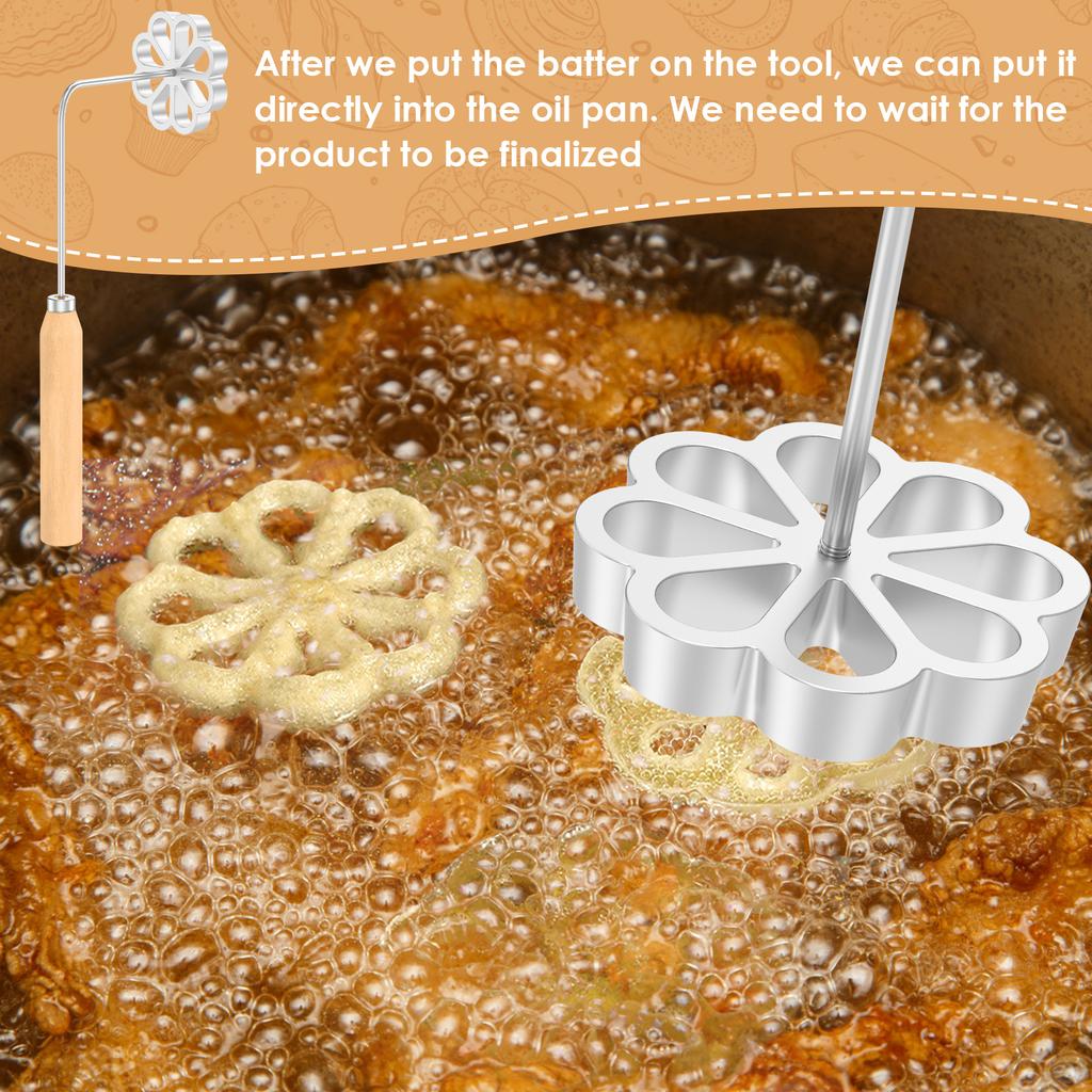 Waffel-Rosetten-Maker Formen Bunuelos-Form mit Griff Gebäckwerkzeuge Achappam Keks-Maker Back-Kochwerkzeug Küchenzubehör