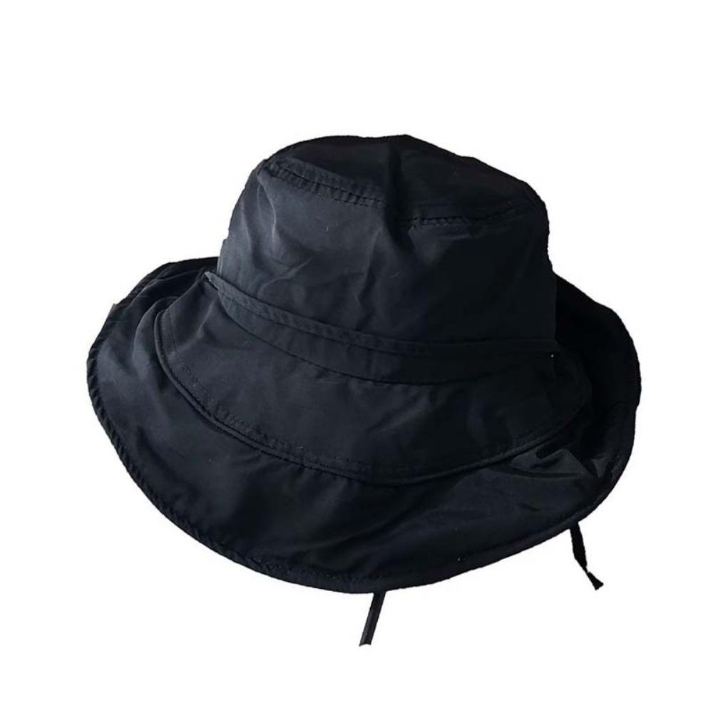 Pleasantly Cool Sunshade Bucket Hat Windproof Rope Foldable Basin Cap  Travel