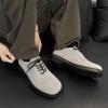 Men's Autumn Derby Shoes Round Toe Platform Sole Comfortable Breathable British Style Casual Workwear Non-Slip Leather Shoes