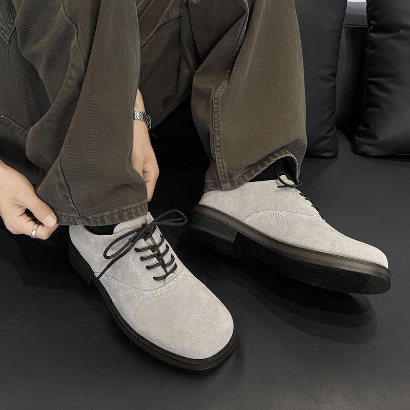 Men's Autumn Derby Shoes Round Toe Platform Sole Comfortable Breathable British Style Casual Workwear Non-Slip Leather Shoes