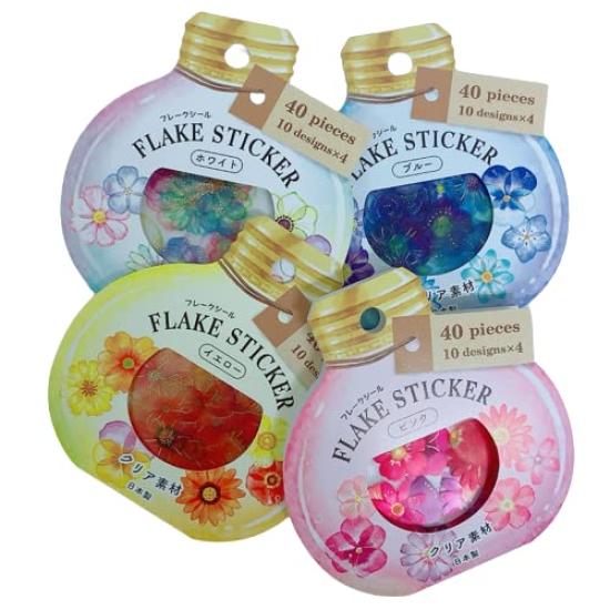 в Наборы наклеек «Прозрачные лепестки цветов» x 4 40 листов x 4 типа [Сделано в Японии] (10 листов) (Белый, Розовый, Желтый, Синий)