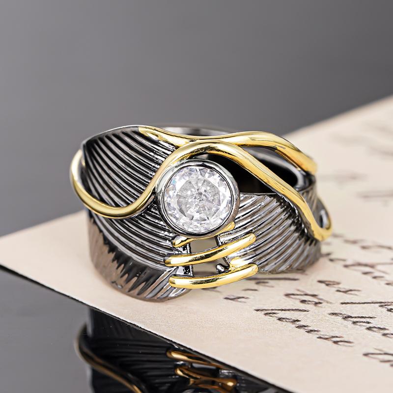 Geometric Irregular Design Finger Ring for Women Two Tone Design Vintage Punk Female Rings Daily Wear Modern Jewelry New