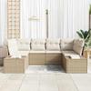 Garden Sofa Set with Cushions 6 Pcs Beige Poly Rattan