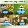 Solar Powered Hanging Bird Bath Fountain Solar Power Cascade Hanging Birdbath for Outdoor Garden Backyard Patio Lawn (Blue or