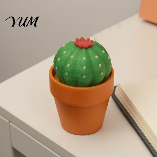 Small Desk Accessory 3D Printed Cactus Fidget Clicker Toy, Simulated Succulents Portable Decompression Toy Ornament, Mini Sensory for Adults
