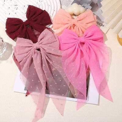 8 Farben Elegante Schleife Haarspange Damen Solider Satin Federklemme Pferdeschwanzschleife Mode Einfache Haarnadel Mädchen Haarschmuck