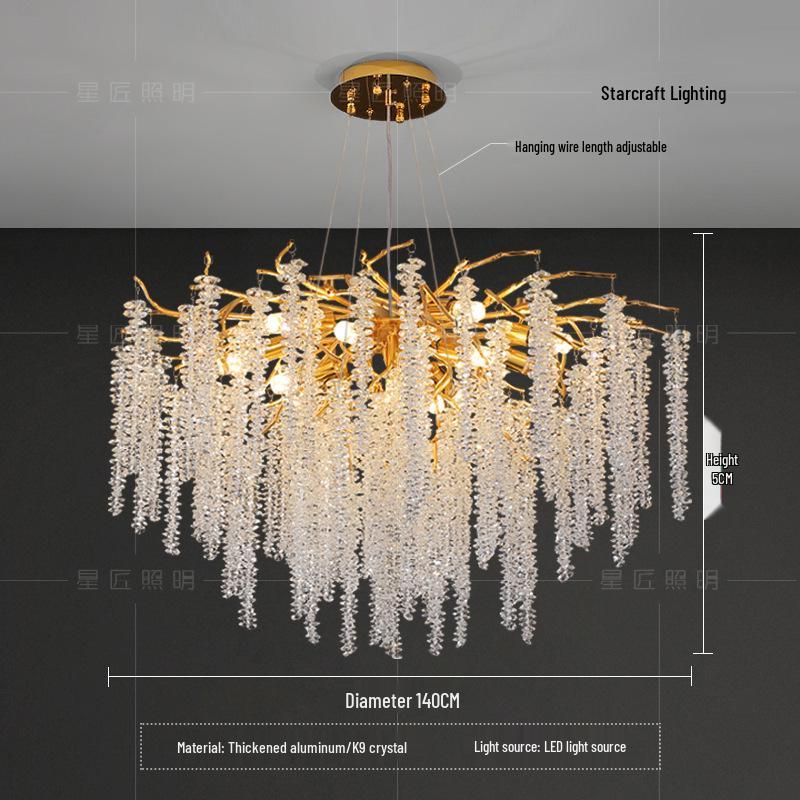 Star Crafts Luxury Crystal Chandelier with Octagonal Beads & Tassels for Living Room, Dining Room, Bedroom