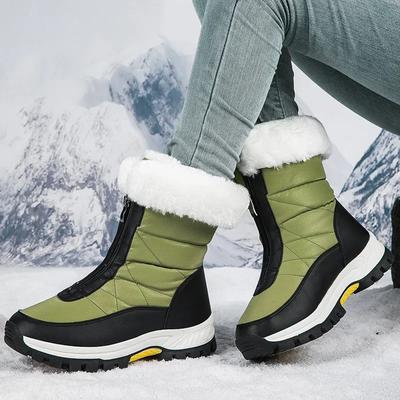 Women Boots Winter Shoes Girls Warm Snow Boots Elegant Temperament Medium Thick Plush Boots Flat Bottomed Round Toe Cotton Shoes