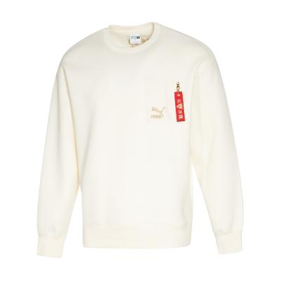 Puma Bequemes besticktes Rundhals-Langarm-Sweatshirt Unisex-Sweatshirt Off-White 536578-93