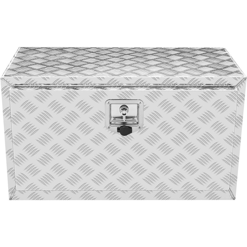 Underbody Truck Box, 30"×14"×16" Pickup Storage Box, Heavy Duty Aluminum Diamond Plate Tool Box with Lock and Keys, Waterproof Trailer Storage Box