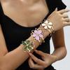 Color Sweet Small Fresh Oil Dripping Flower Bracelet Ring Set Design Sense Hollow Double Petals