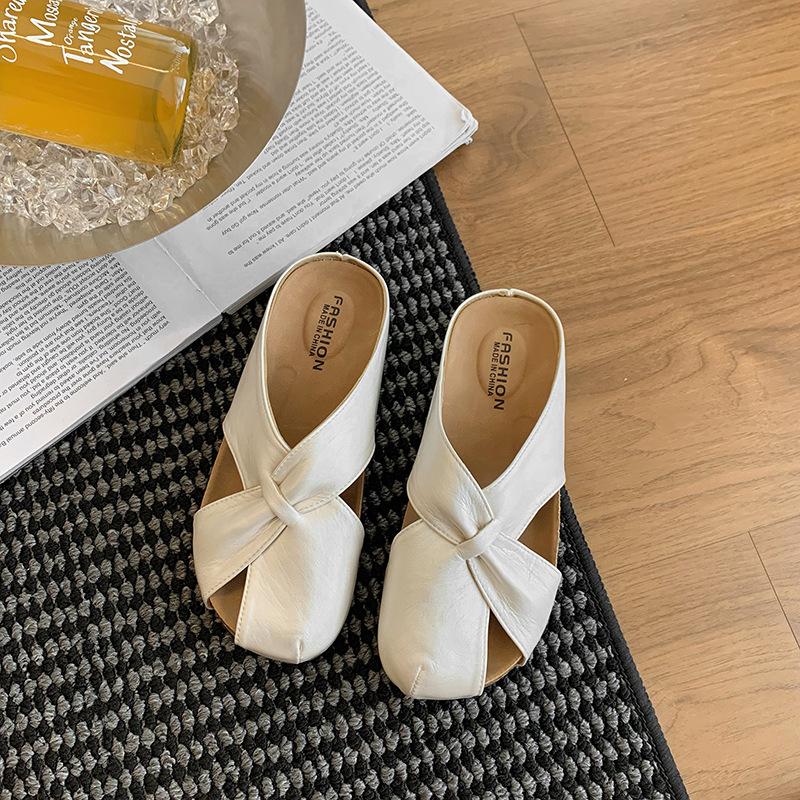 Large Size Women's Shoes 41-43 French Small Fragrant Wind Hollow Bag Head Half Slippers Women's Summer Wear with Skirt Soft-soled Sandals