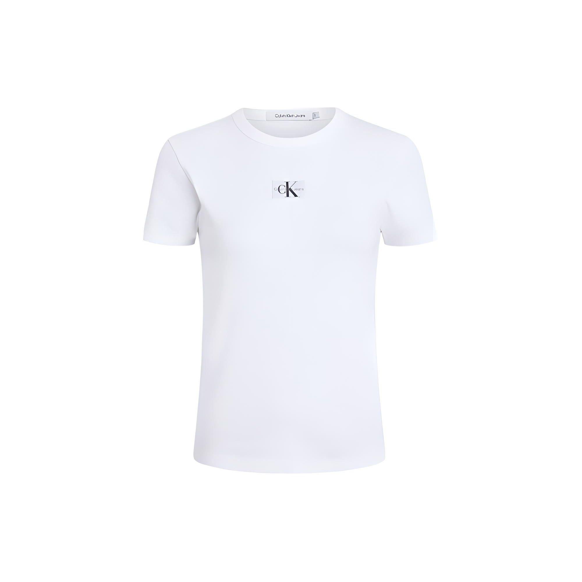 

Calvin Klein Приталенный свитер с круглым вырезом и коротким рукавом, футболка для женщин, топы белого цвета J20J222687-YAF L