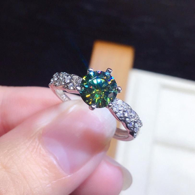 

Кольцо открытое из платины 950 пробы с сине-зеленым муассанитом «Восемь сердец и стрел» для женщин - Элегантные и трендовые украшения Adjustable Open [Upper and Lower Overlap]