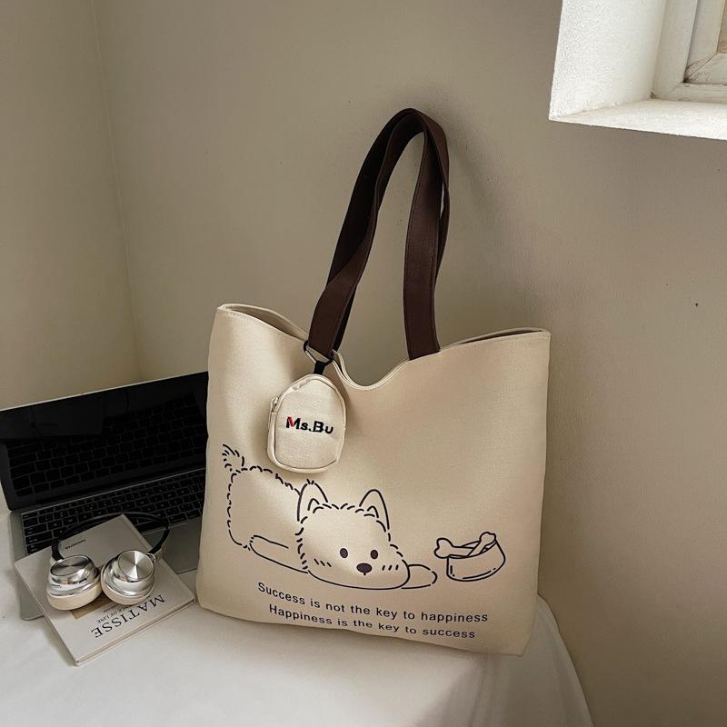 Leisure Commuting Large-capacity Canvas Bag Women's 2025 Autumn New Light Foreign Commuting Shoulder Bag Portable Tote