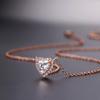 Heart Jewelry Sets for Women Crystal Necklace Earrings Korean Style Gold Color Fashion Cute Moissanite Wedding Accessories S551