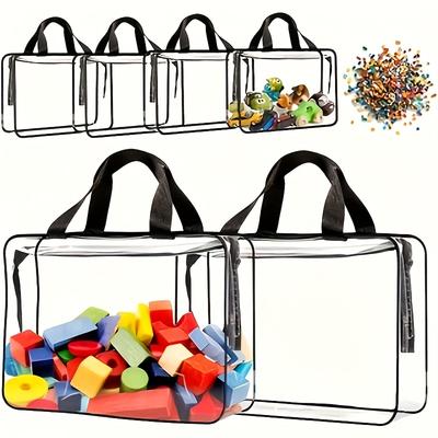 3-6pcs Clear Zipper Bags, Heavy-Duty & Reusable. Perfect for Travel, Beach, Luggage Organizing.