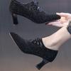 Autumn Woman Shoes New Fashion High Heels Casual Plus Size Rhinestone Pumps Pointed Delicate Elegant Temperament Women's Boots