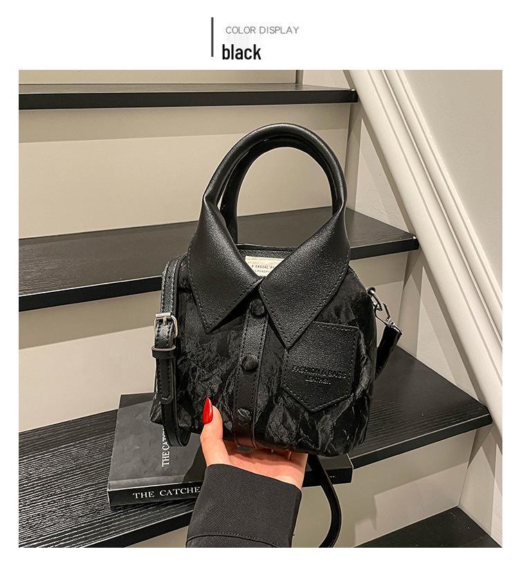 Women's Korean Style Casual Shirt with Solid Color and Single Shoulder Crossbody Handbag – 2025 Fashion Trend