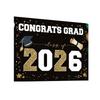 Graduation Party Banner Congrats Grad Class of 2026 Celebration Decoration 180x110cm Durable Fabric Banner for Graduation Events