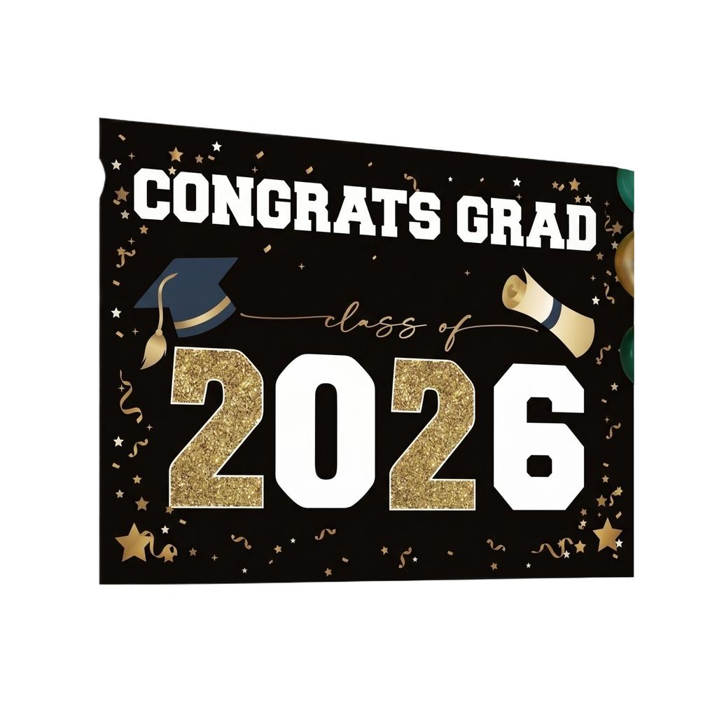 Graduation Party Banner Congrats Grad Class of 2026 Celebration Decoration 180x110cm Durable Fabric Banner for Graduation Events